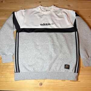 Adidas Originals ZX Colorblock Sweatshirt Mens Large Grey White Black Pullover